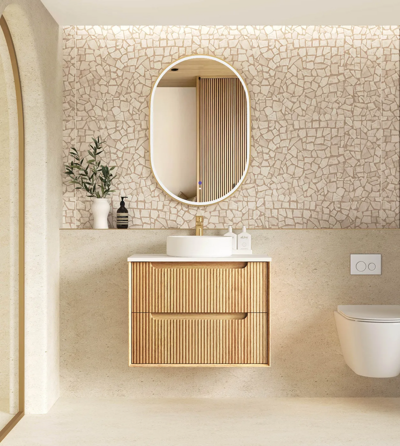 Otti Byron Fluted Woodland Oak Wall Hung Vanity