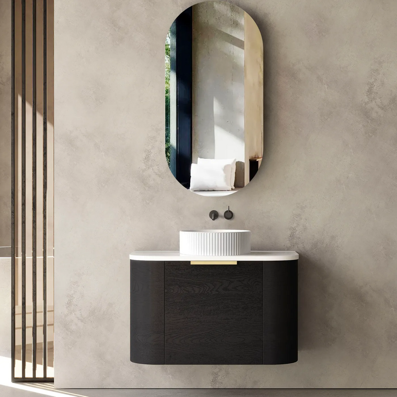 Otti Bondi Black Oak Wall Hung Curve Vanity