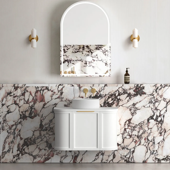 Otti Hampshire Satin White Wall Hung Curve Vanity