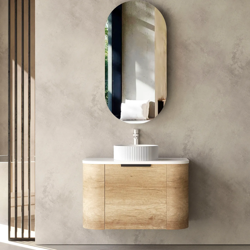 Otti Bondi Natural Oak Wall Hung Curve Vanity