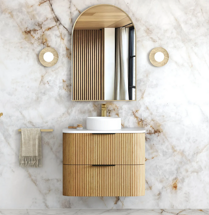 Otti Havana Woodland Oak Fluted Wall Hung Curve Vanity