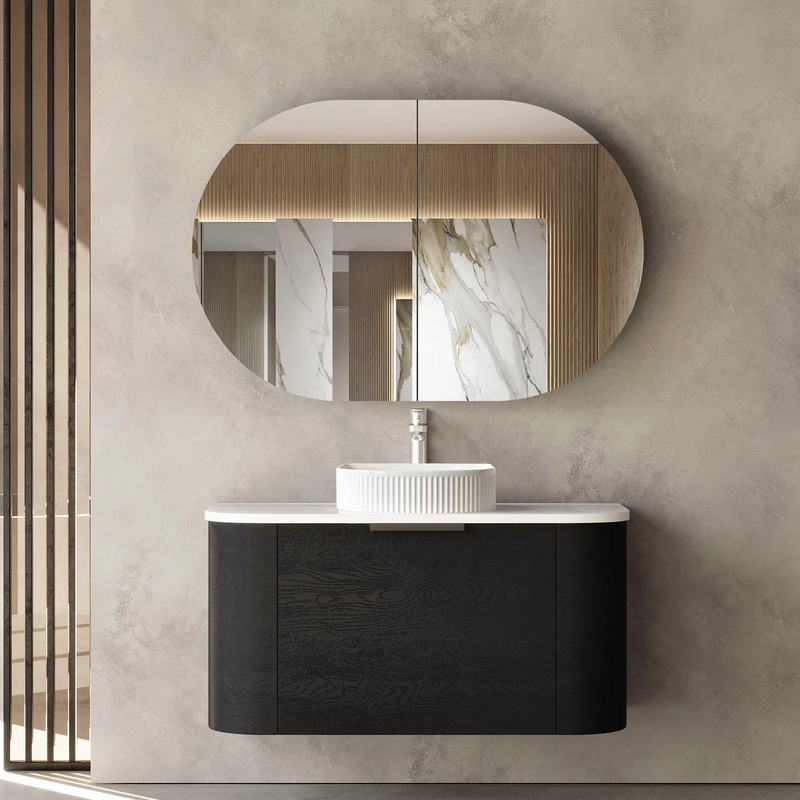 Otti Bondi Black Oak Wall Hung Curve Vanity
