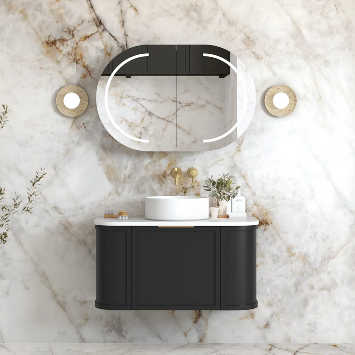 Otti Hampshire Satin Black Wall Hung Curve Vanity