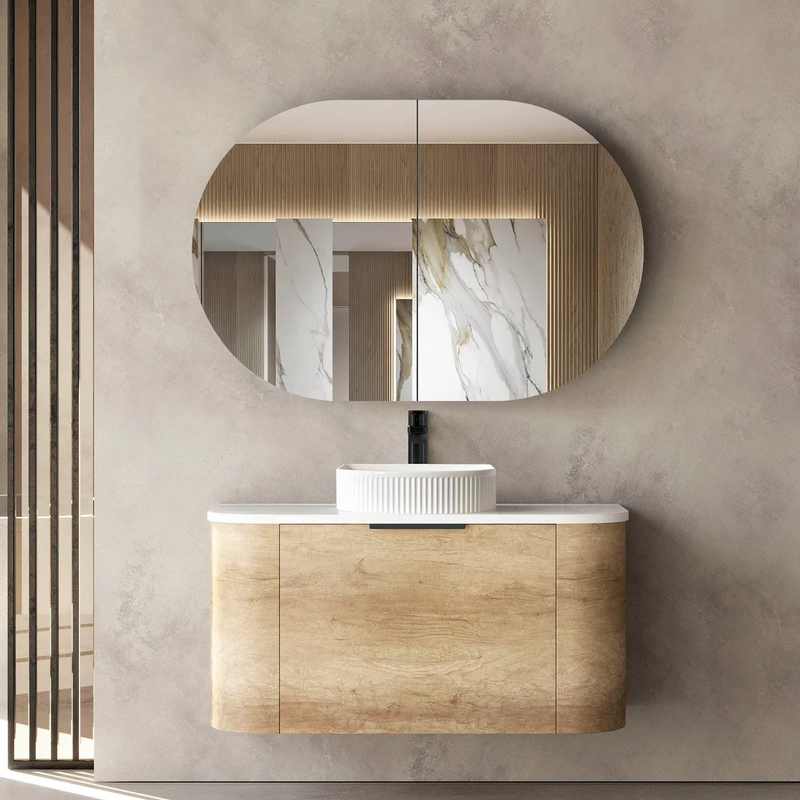 Otti Bondi Natural Oak Wall Hung Curve Vanity