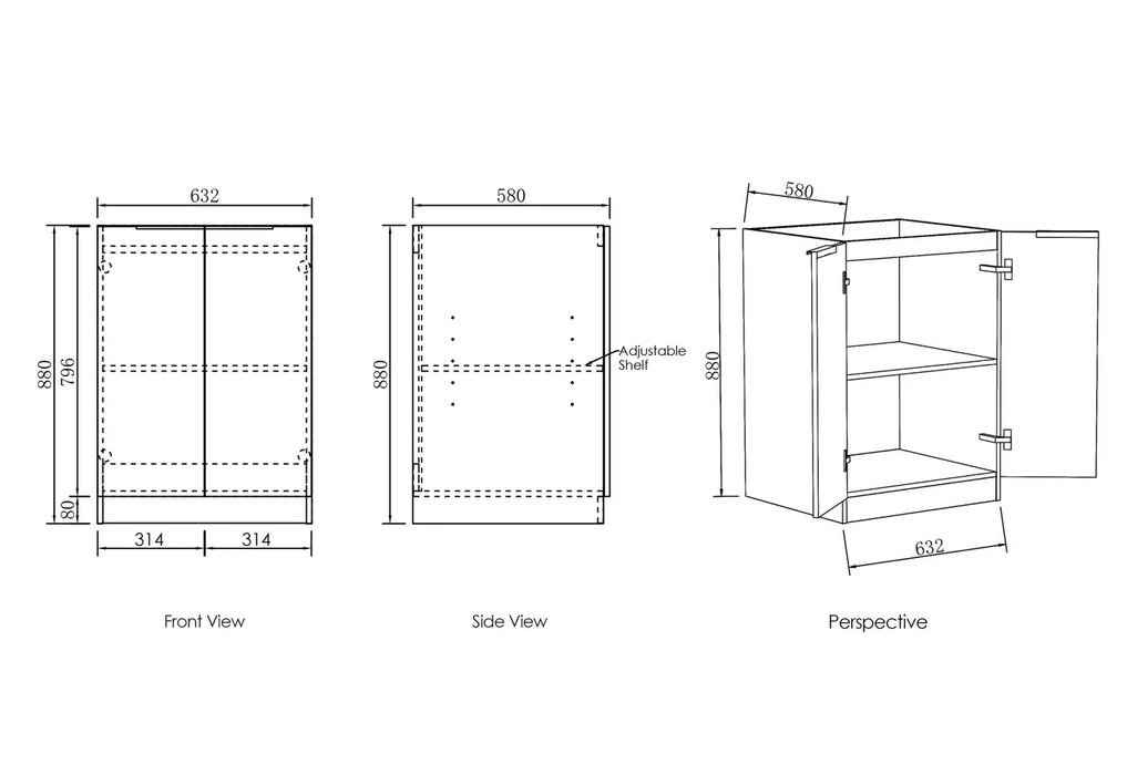 Otti Byron/Bondi Natural Oak Base Laundry Cabinet with 1060mm Stone Top