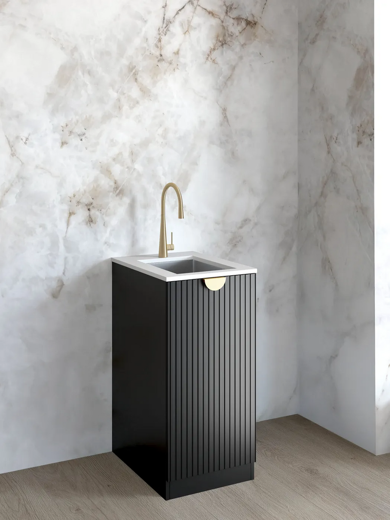 Otti Mini Laundry 430mm Marlo Black with Stone Top