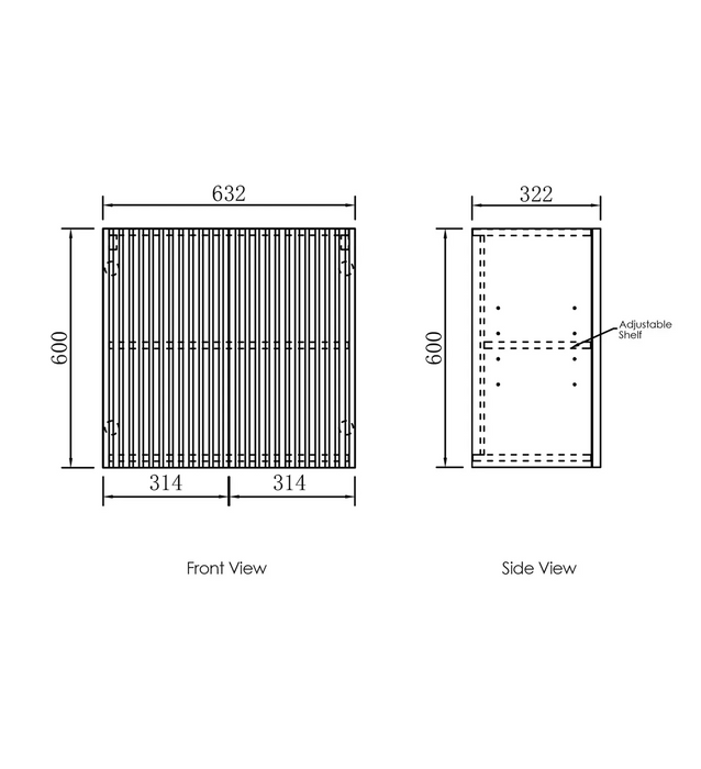 Otti Noosa Laundry Fluted White Wall Cabinet