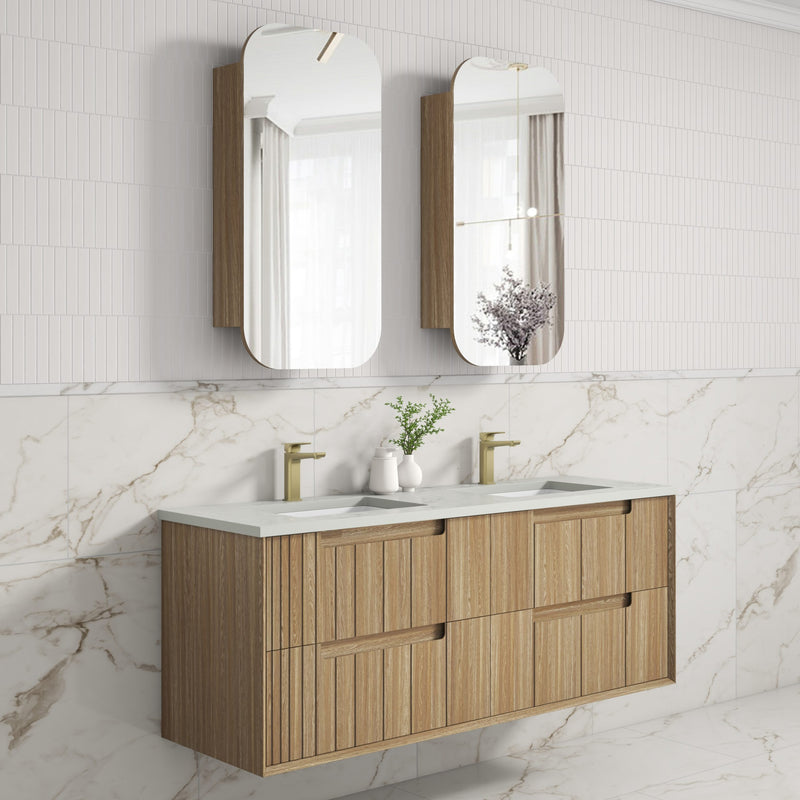 Aulic Voulari Framed Wall Hung Vanity - Harvest Oak