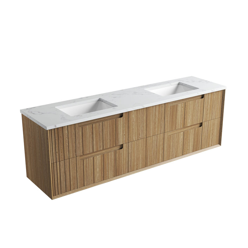 Aulic Voulari Framed Wall Hung Vanity - Harvest Oak