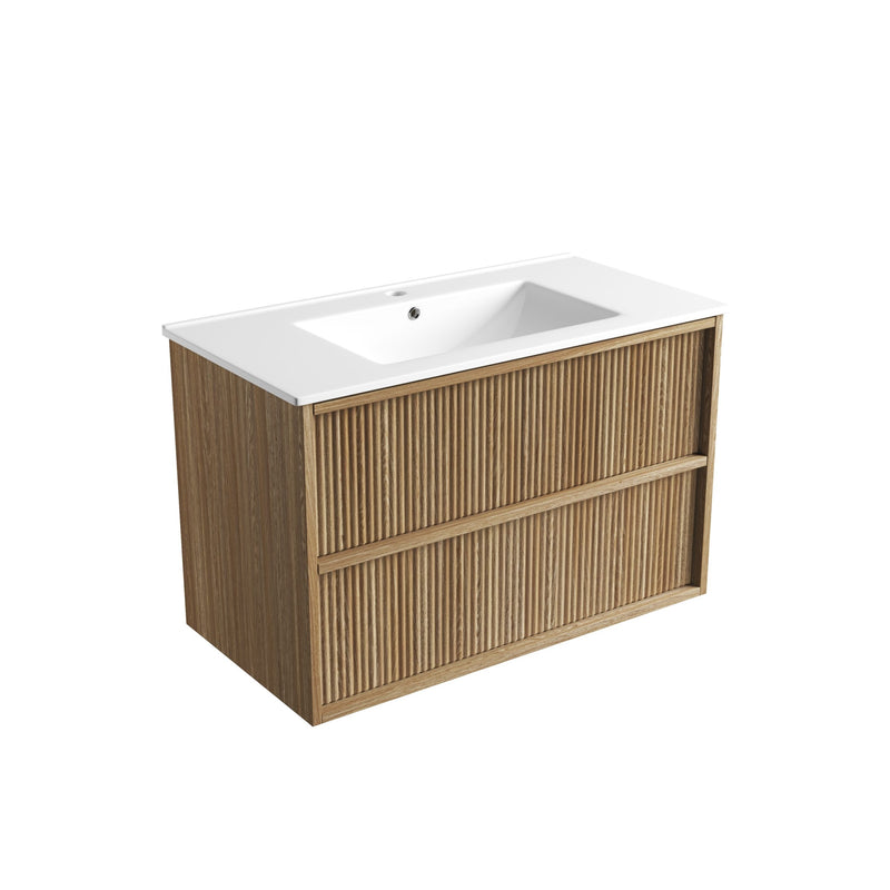 Aulic Venetta Fluted Framed Wall Hung Vanity