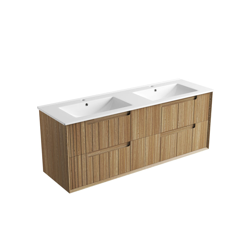 Aulic Voulari Framed Wall Hung Vanity - Harvest Oak