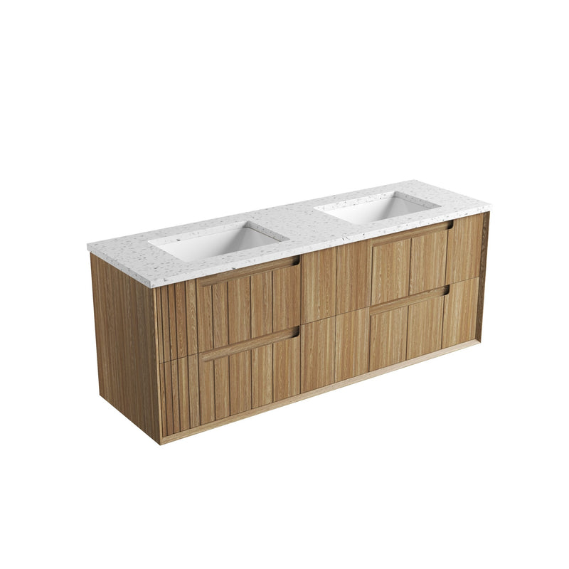 Aulic Voulari Framed Wall Hung Vanity - Harvest Oak