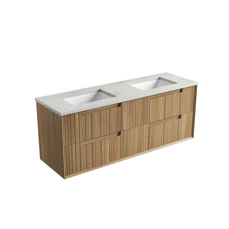 Aulic Voulari Framed Wall Hung Vanity - Harvest Oak