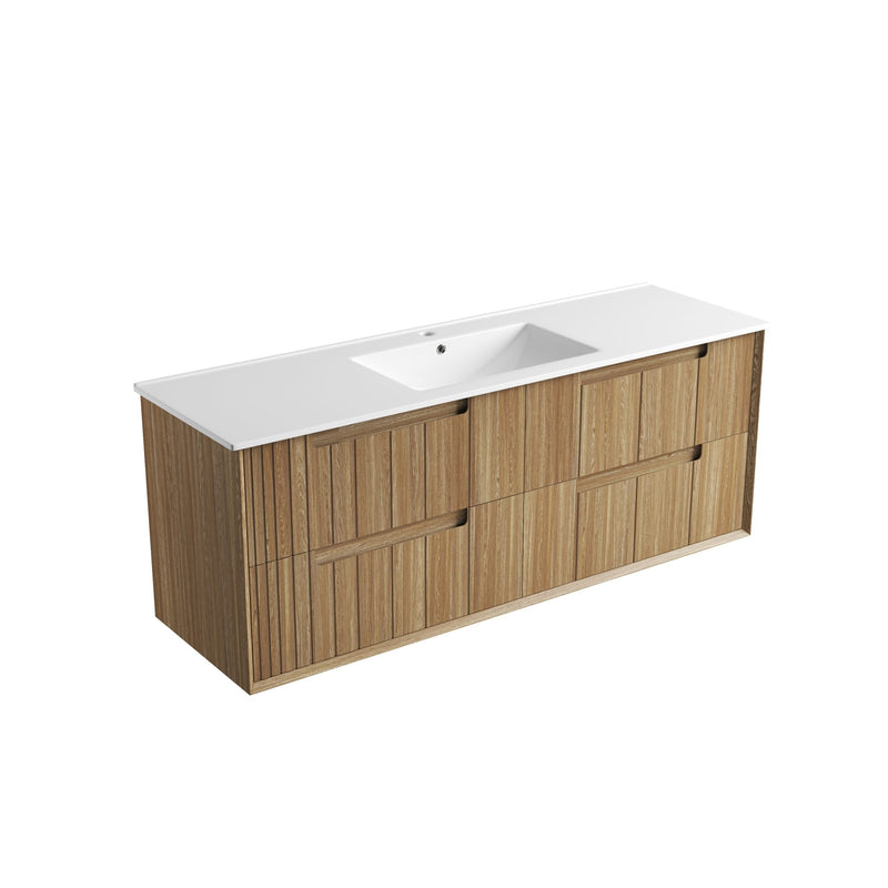 Aulic Voulari Framed Wall Hung Vanity - Harvest Oak