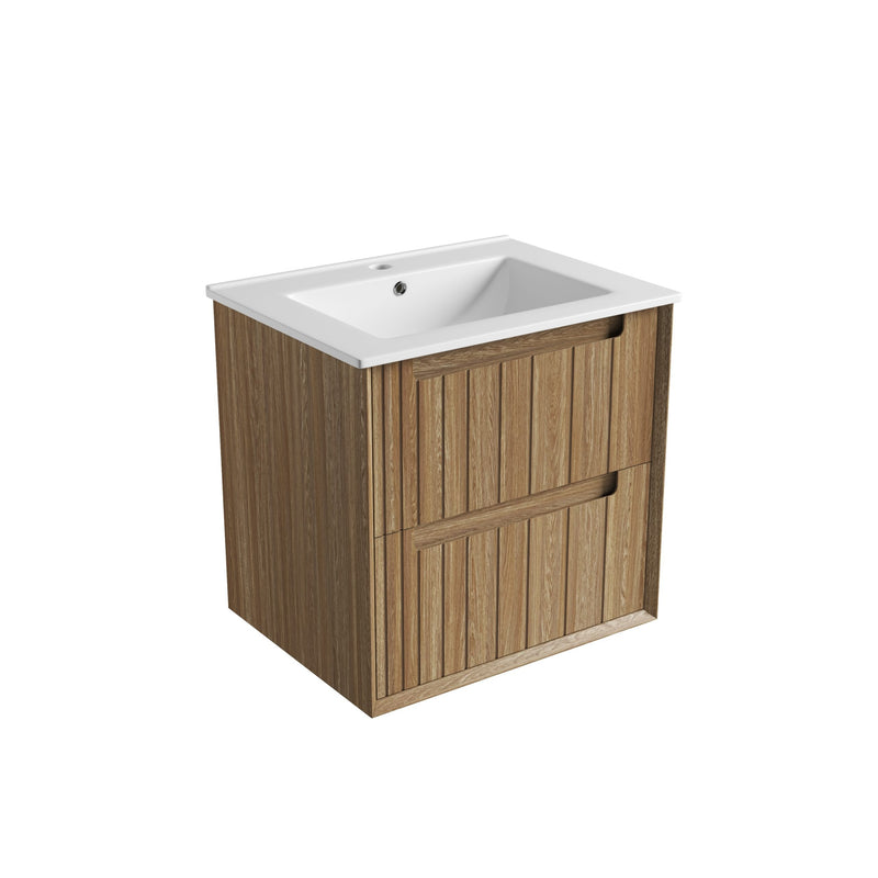 Aulic Voulari Framed Wall Hung Vanity - Harvest Oak