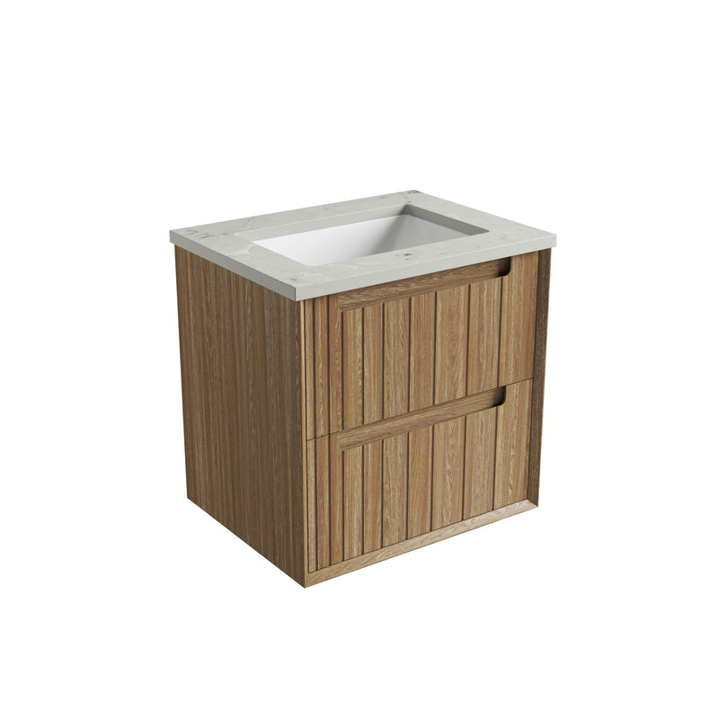 Aulic Voulari Framed Wall Hung Vanity - Harvest Oak