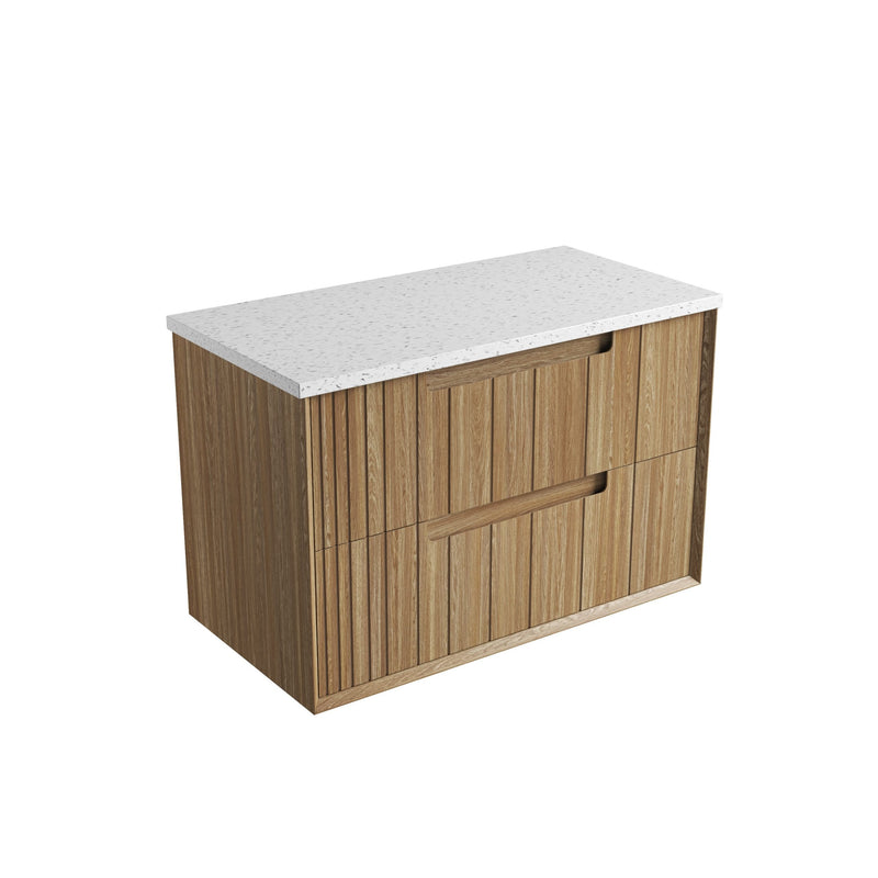 Aulic Voulari Framed Wall Hung Vanity - Harvest Oak