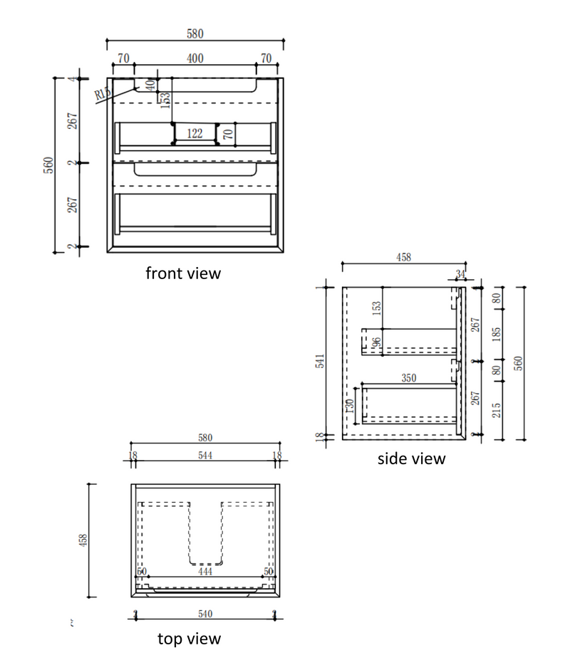 Aulic Voulari Framed Wall Hung Vanity - Harvest Oak