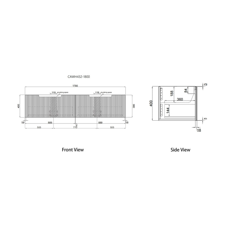 Aulic Perla Mark II Wall Hung V Groove Matte White Finger Pull Cabinet