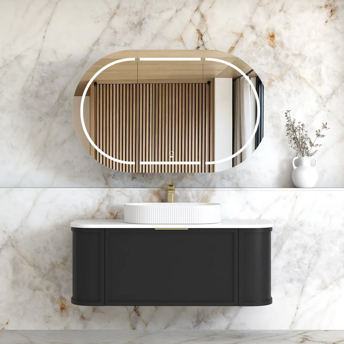 Otti Hampshire Satin Black Wall Hung Curve Vanity