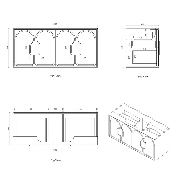 Otti Laguna Mk II Black Oak Wall Hung Vanity