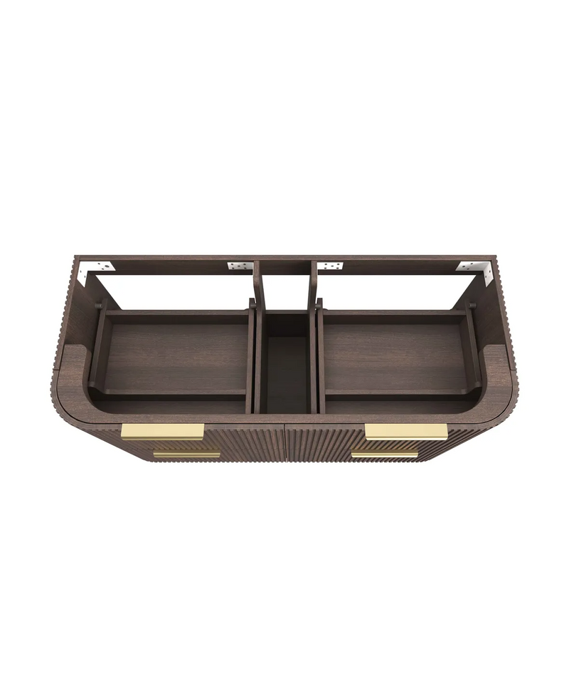 Otti Havana Sable Walnut Fluted Wall Hung Curve Vanity