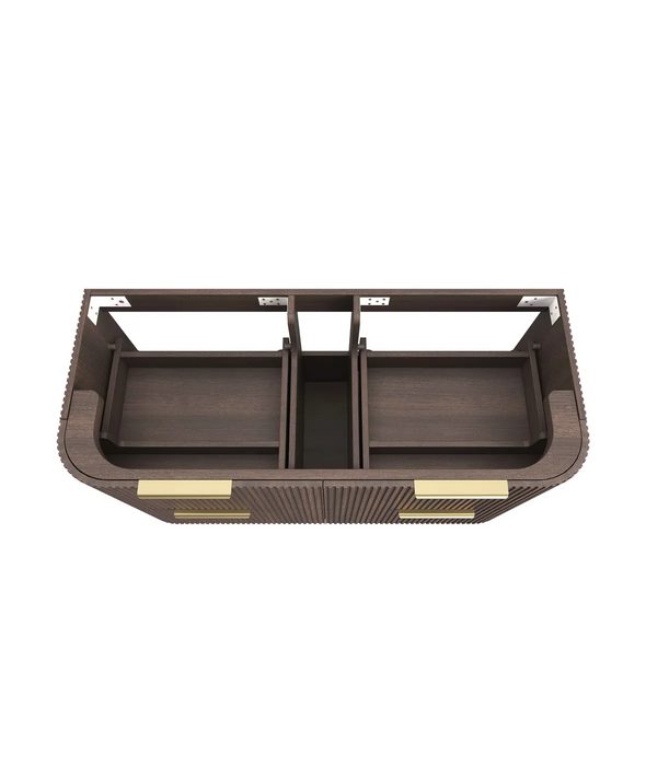 Otti Havana Sable Walnut Fluted Wall Hung Curve Vanity