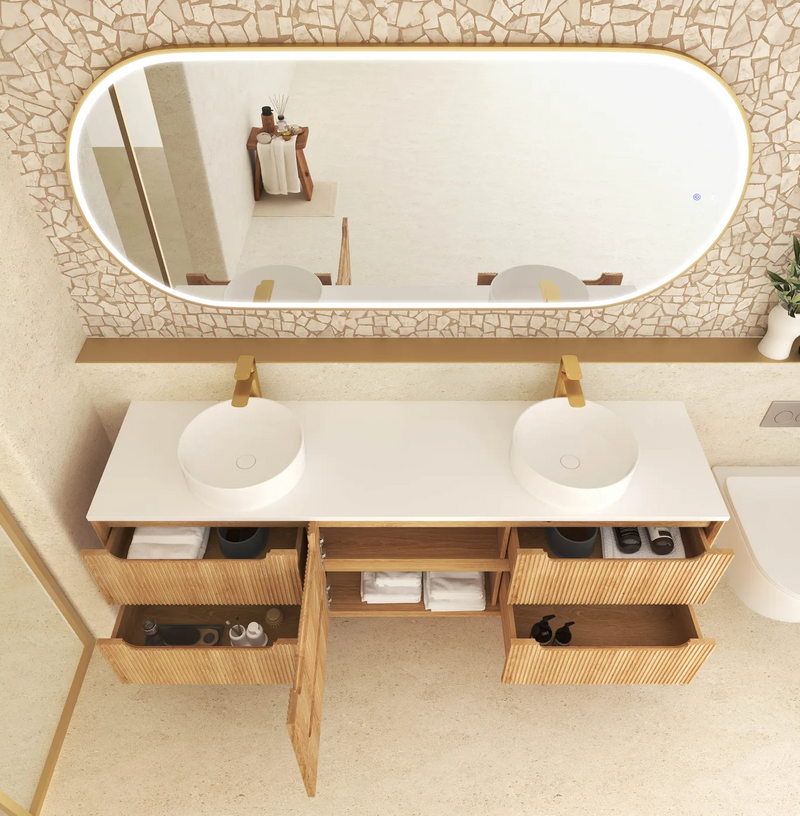 Otti Byron Fluted Woodland Oak Wall Hung Vanity