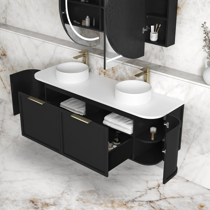 Otti Hampshire Satin Black Wall Hung Curve Vanity