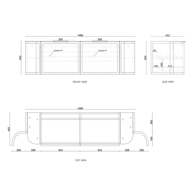 Otti Hampshire Satin White Wall Hung Curve Vanity