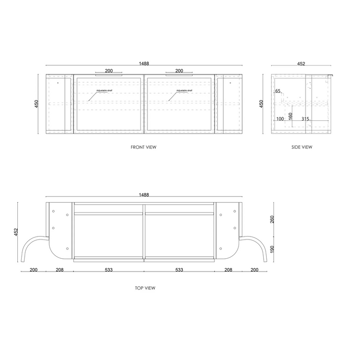 Otti Hampshire Satin White Wall Hung Curve Vanity