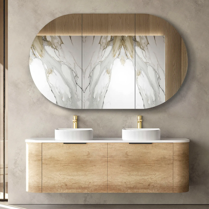 Otti Bondi Natural Oak Wall Hung Curve Vanity