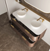 Otti Havana Sable Walnut Fluted Wall Hung Curve Vanity