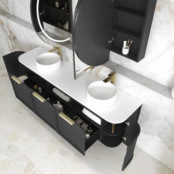 Otti Hampshire Satin Black Wall Hung Curve Vanity