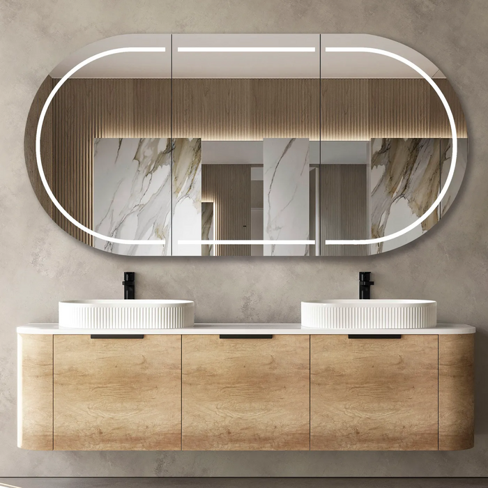 Otti Bondi Natural Oak Wall Hung Curve Vanity
