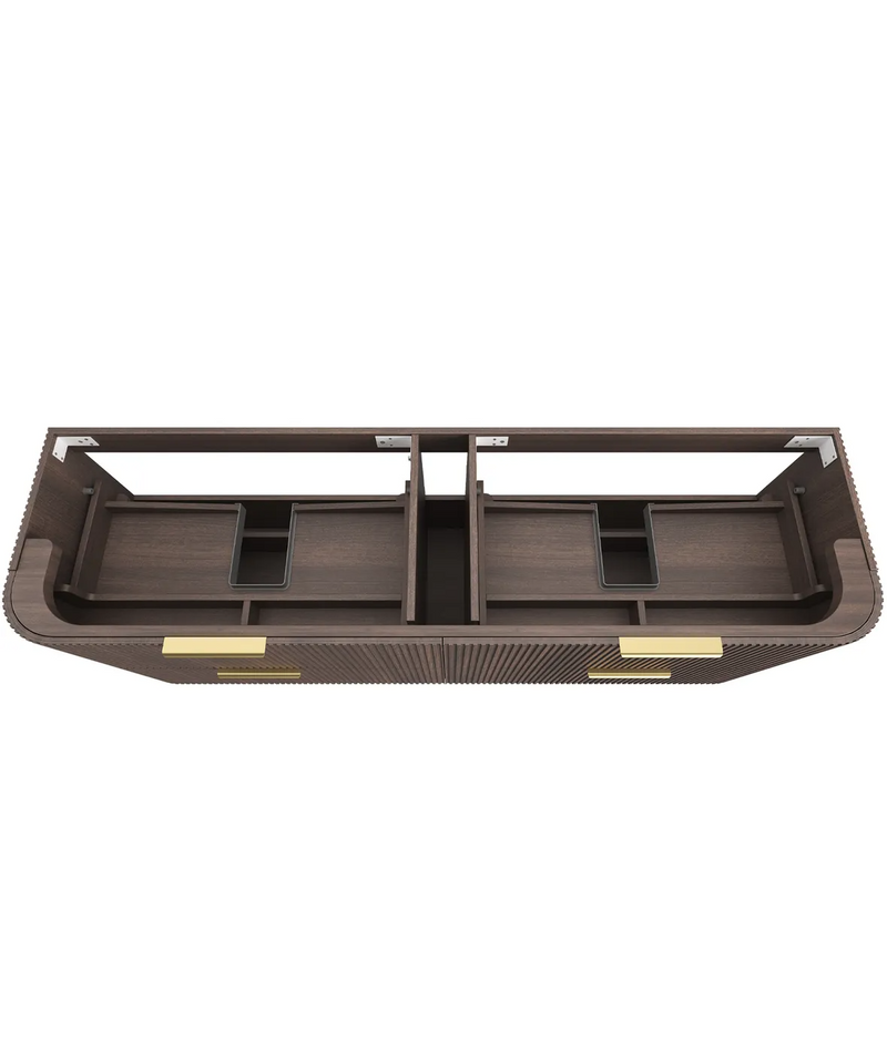 Otti Havana Sable Walnut Fluted Wall Hung Curve Vanity
