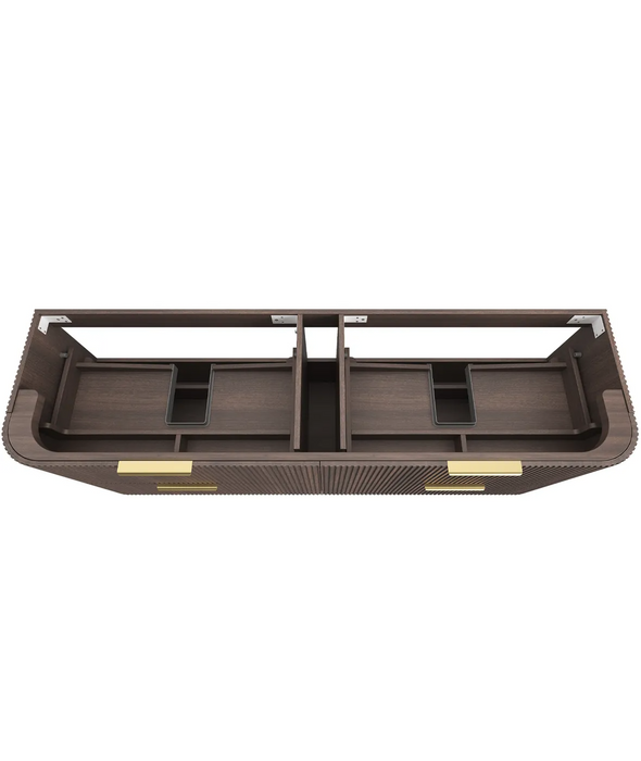 Otti Havana Sable Walnut Fluted Wall Hung Curve Vanity