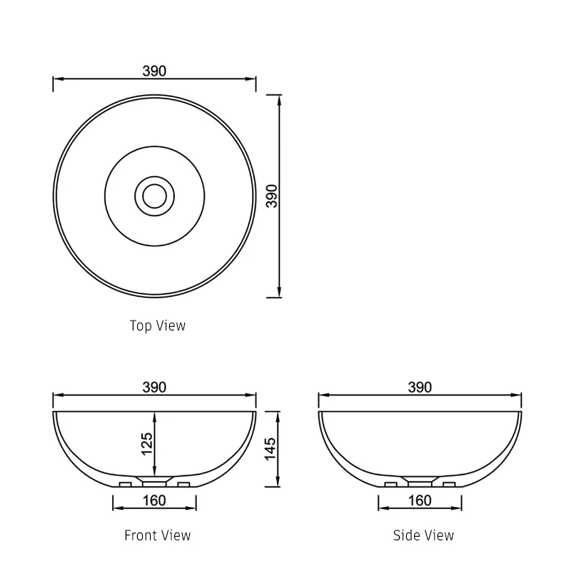 Otti London Solid Surface 390x390x145 Matte White Basin NF