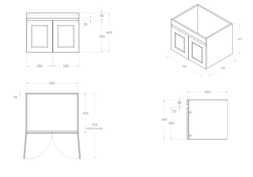 Otti Hampton Mark II Satin White Wall Hung Vanity