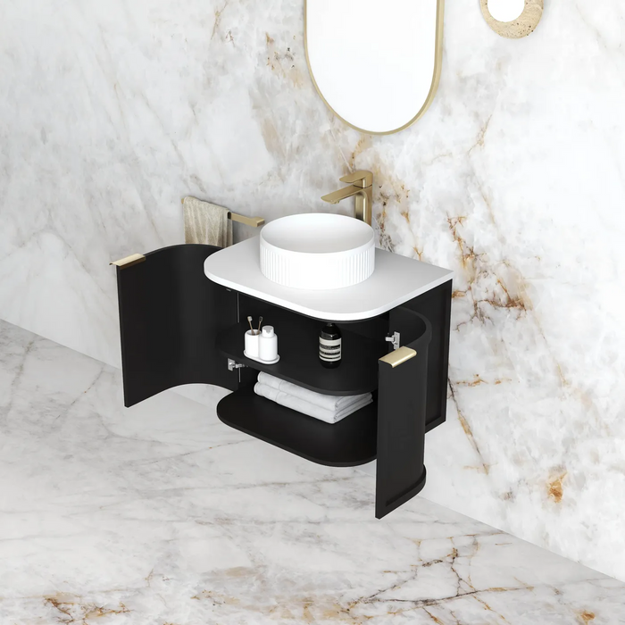 Otti Hampshire Satin Black Wall Hung Curve Vanity