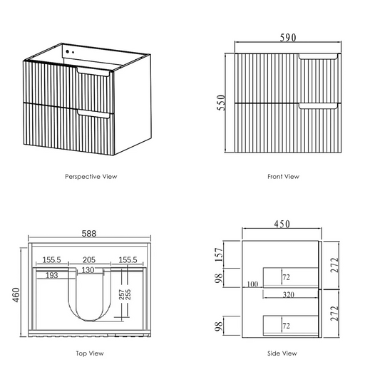 Otti Noosa Satin White Wall Hung Vanity