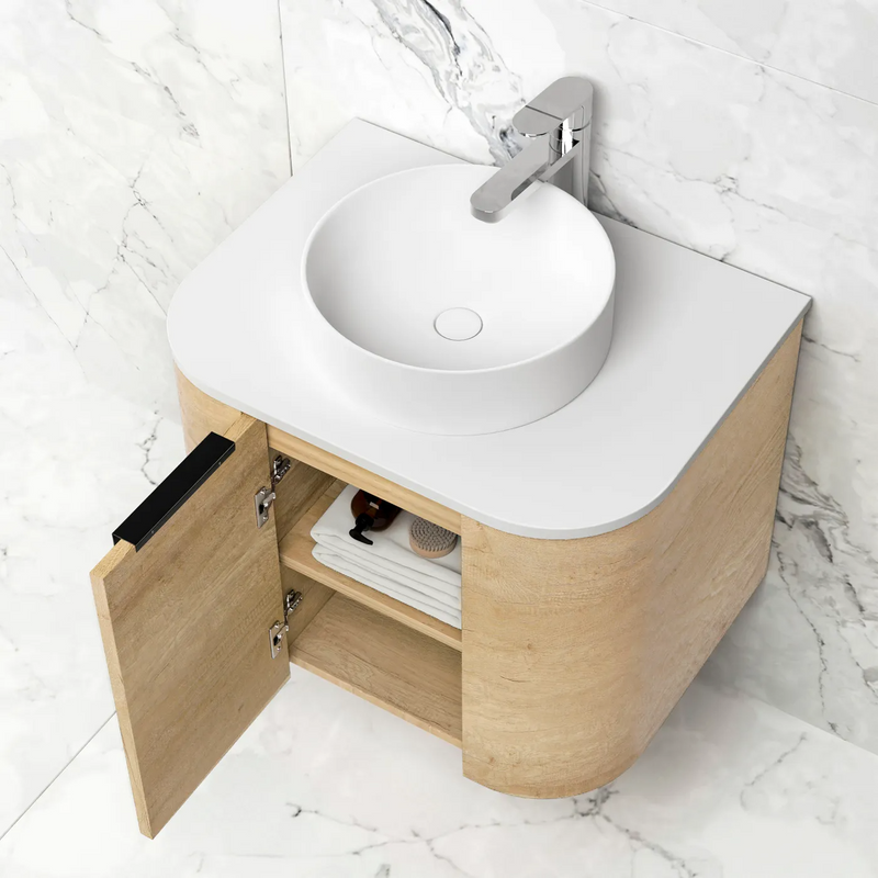 Otti Bondi Natural Oak Wall Hung Curve Vanity