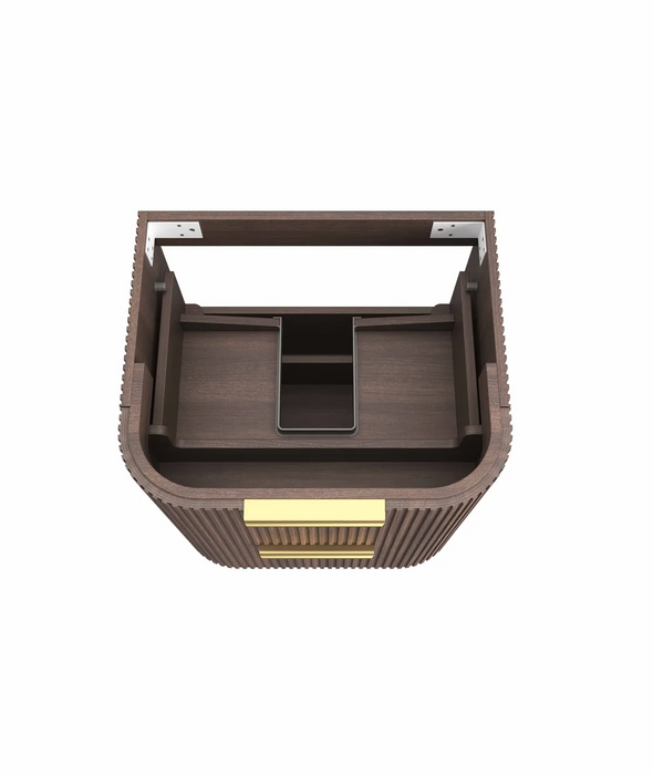 Otti Havana Sable Walnut Fluted Wall Hung Curve Vanity