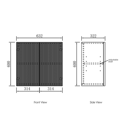 Otti Bondi Laundry Fluted White Wall Cabinet