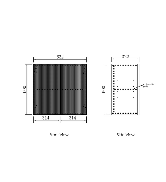 Otti Marlo Laundry Fluted Black Wall Cabinet