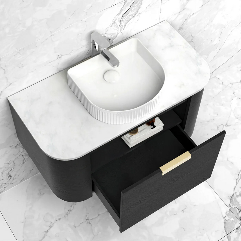 Otti Bondi Black Oak Wall Hung Curve Vanity