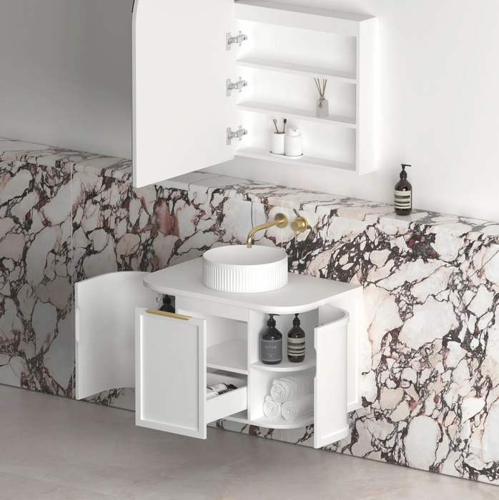 Otti Hampshire Satin White Wall Hung Curve Vanity