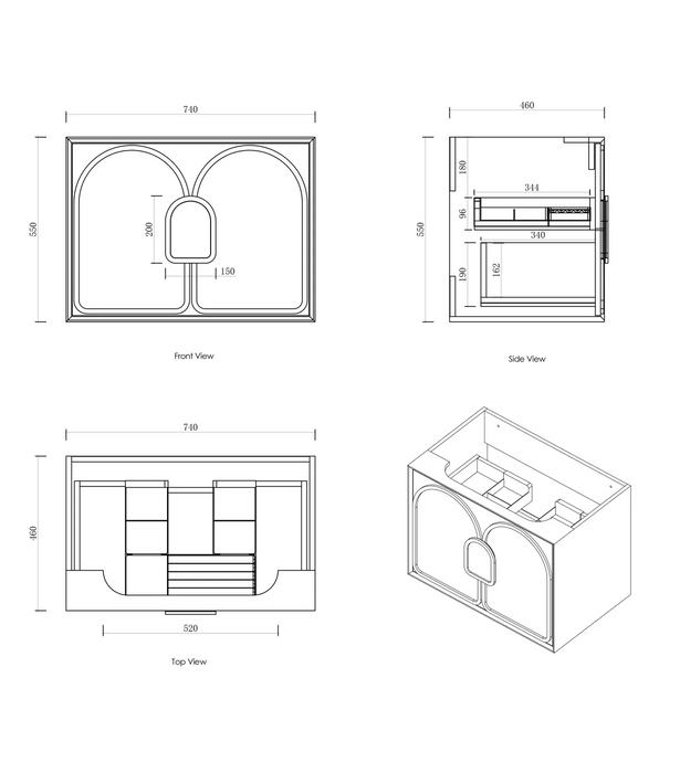 Otti Laguna Mk II Black Oak Wall Hung Vanity