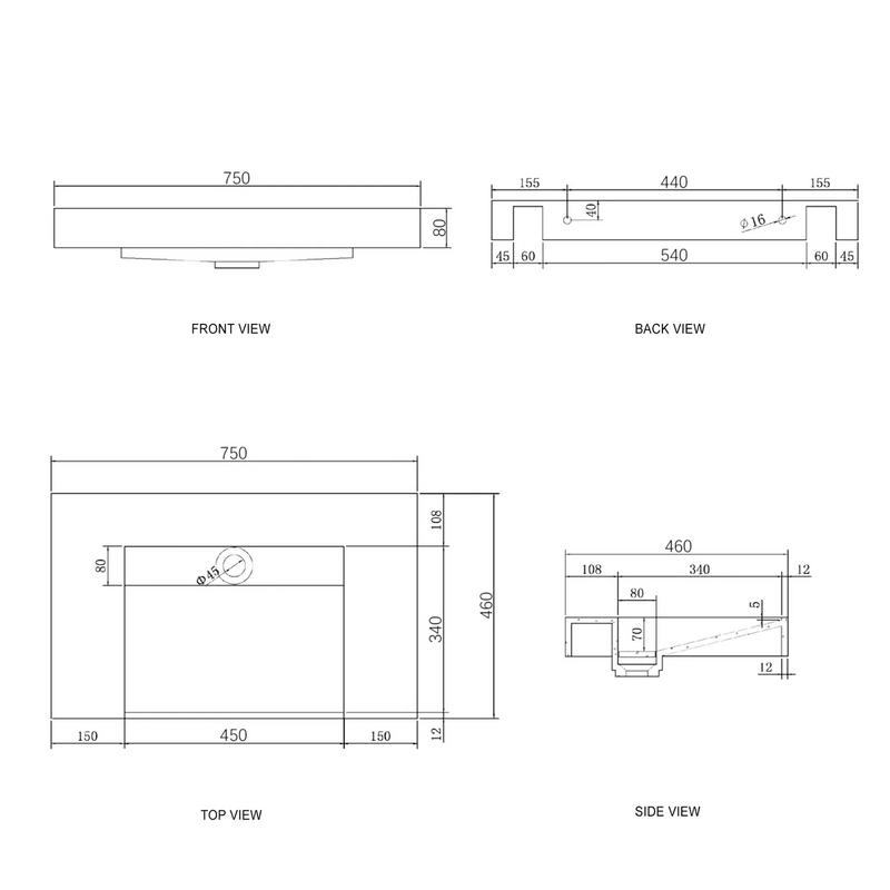 Otti Moonlight Solid Surface Top