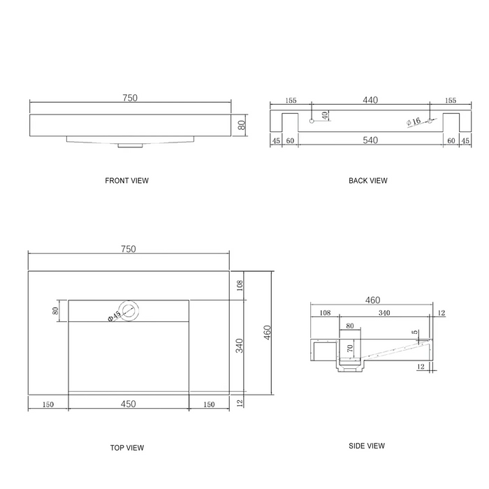 Otti Moonlight Solid Surface Top